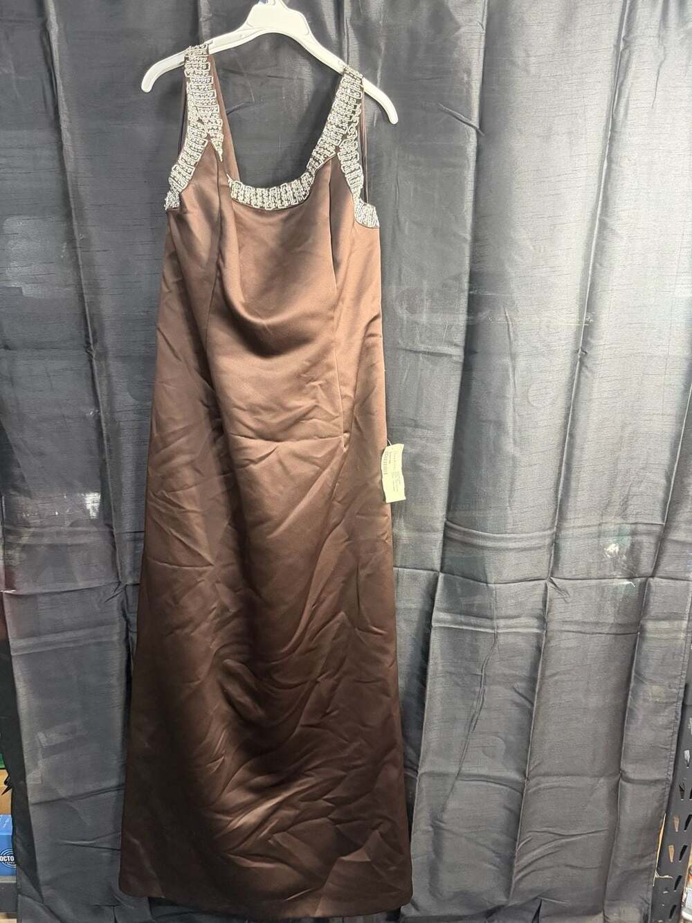 Demetrios Ltd. Beaded Trim Formal Evening Gown Chocolate Brown Size 14
